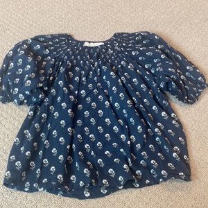THE GREAT. Smocked floral print sleep top